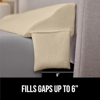 GORILLA GRIP Patent Pending Bed Wedge Pillow Headboard Gap Filler, US Designed, Comfortable Supportive High Density Foam Pillows, Stay in Place Gripping Dots, Wedges Between Mattress, Twin/XL Cream
