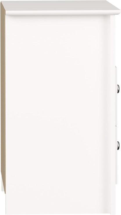Prepac Sonoma 2 Drawer Nightstand: Elegant Bedroom Furniture, Bedside Table with Open Shelf, 23.25"W x 16"D x 28"H, White
