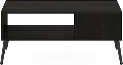 Furinno Claude Mid Century Style Coffee Table with Wood Legs, Espresso Large Non-Lift Top
