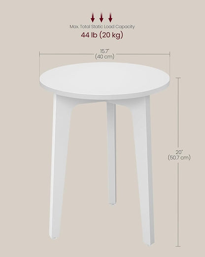 VASAGLE MAEZO Collection - Small Side Table, Round End Table, Nightstand with Tapered Legs, Curved Transitions, for Small Spaces, Living Room, Bedroom, Cloud White ULET237WB01S
