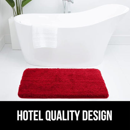 GORILLA GRIP Bathroom Rugs, 30x20, Ultra Soft Absorbent Mat, Thick Plush Bath Rug, Machine Washable, Microfiber Quick Dry, Mats for Shower, Bathtub and Floor, Home Decor Accessories, Red