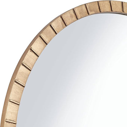 Uttermost Gracia Round Vanity Decorative Wall Mirror Modern Glam Gleaming Warm Gold Leaf Tiled Iron Frame 34" Wide Decor for Bathroom Bedroom Living Room Home House Office Entryway