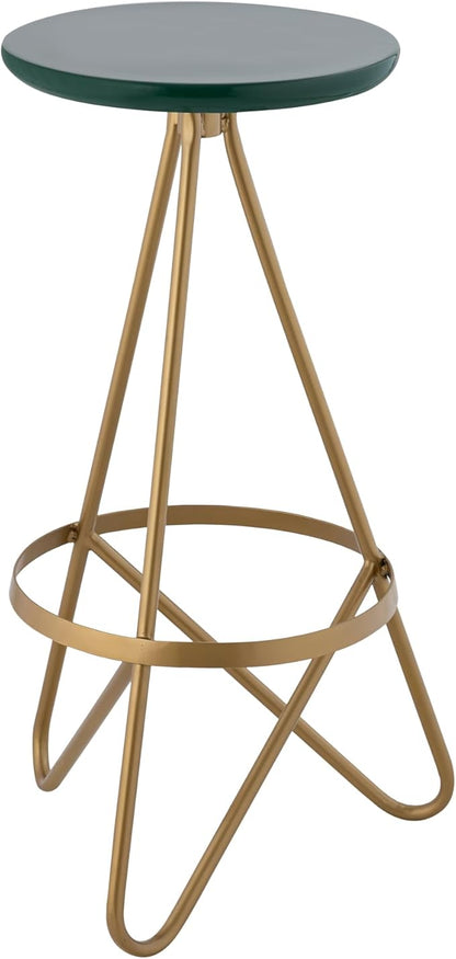 JONATHAN Y BSL1000B Spiroa 30" Modern Industrial Metal Backless Circular Bar Stool for Home, Kitchen, Dining Room, Workspaces, Cafes and Resturants, Green Seat with Gold Frame