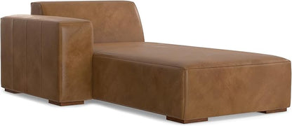 SIMPLIHOME Rex Left-Facing Modular Sectional Sofa in Full-Grain Genuine Leather, Caramel Brown, 122-inches Wide, Handcrafted Modern-Style 4-Seater L-Shaped Leather Couch with Left Chaise