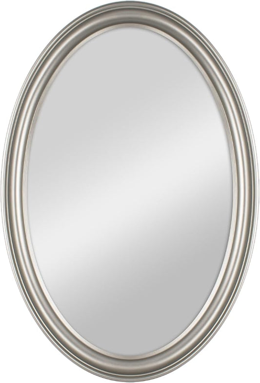 MCS 21x31 Large Wall Mirror, Classic Nickel Oval Mirror, Vertical & Horizontal Wall Hanging Mirror for Bathroom, Bedroom & Livingroom