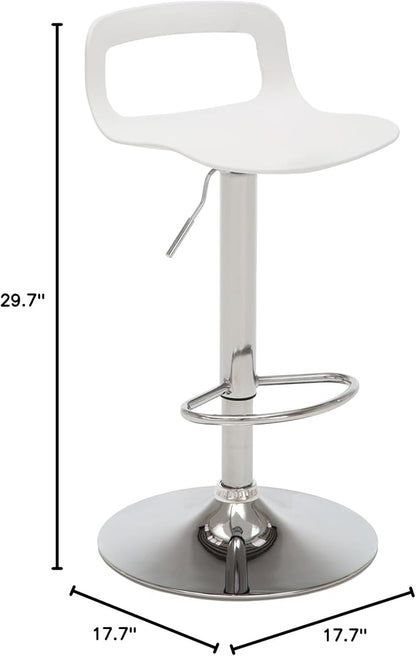 NOBPEINT Contemporary Chrome Air Lift Adjustable Swivel Bar Stool, Set of 4, White