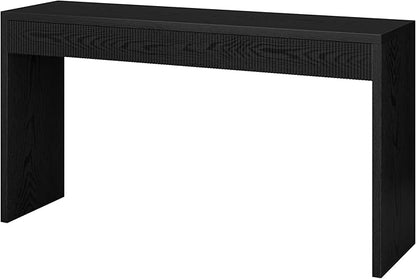 Henn&Hart 55'' Wooden Rectangular Fluted Console Table Entryway Table, Sofa Table for Entryway, Living Room, Couch, Hallway, or Office, Black Grain