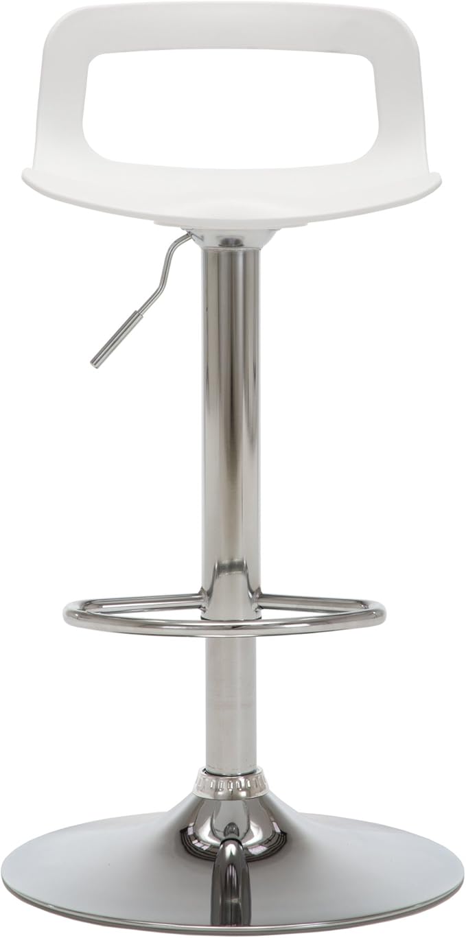 NOBPEINT Contemporary Chrome Air Lift Adjustable Swivel Bar Stool, Set of 4, White