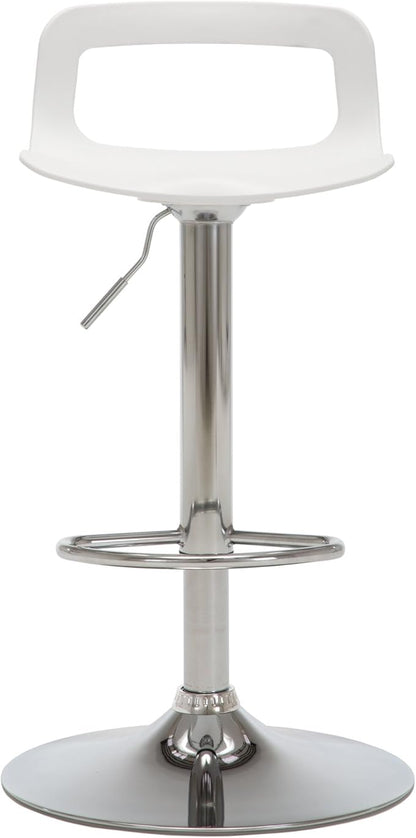 NOBPEINT NOB Contemporary Chrome Air Lift Adjustable Swivel Bar Stool (6 Pieces, White)
