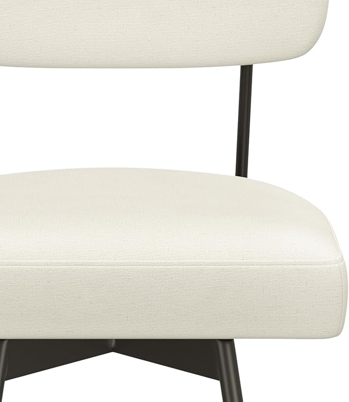 SIMPLIHOME Giselle Swivel Bar Stools (Set of 2) - 29 inch Seat Height Upholstered Metal Chairs in Natural Polyester Linen, Contemporary Seating for Kitchen or Bar with Cushioned Seat and Back