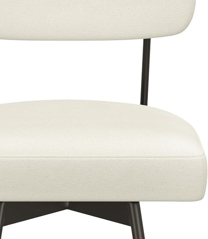 SIMPLIHOME Giselle Swivel Bar Stools (Set of 2) - 29 inch Seat Height Upholstered Metal Chairs in Natural Polyester Linen, Contemporary Seating for Kitchen or Bar with Cushioned Seat and Back