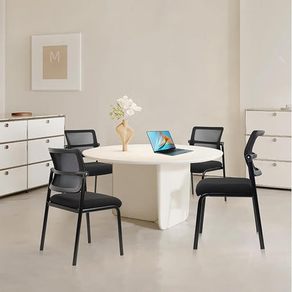 CLATINA Stacking Armless Office Waiting Room Chair with Adjustable Backrest, Mesh Stackable Guest Reception Desk Chairs with Ergonomic Lumbar Support for Home Conference Lobby Side School, Black, 8PK