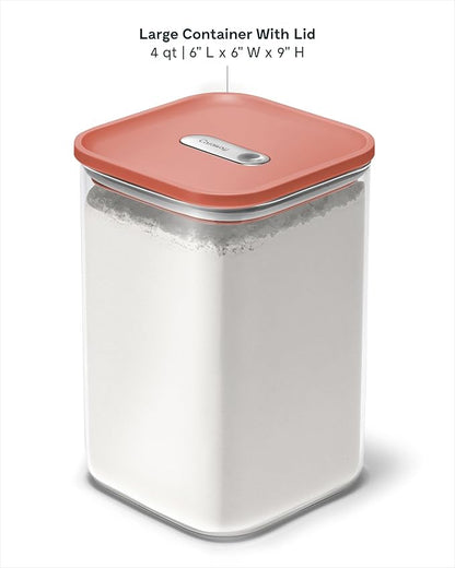 Caraway 4qt Glass Airtight Food Storage Container with Lid – Non-Toxic, BPA-Free Kitchen Storage Container – Stackable, Space-Saving Airtight Container for Dry Goods and More - Perracotta