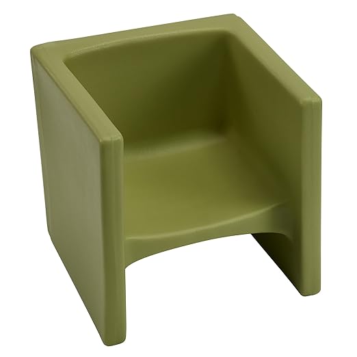 Children's Factory Cube Chair for Kids, Flexible Seating Classroom Furniture for Daycare/Playroom/Homeschool, Indoor/Outdoor Toddler Chair, Fern (CF910-014)