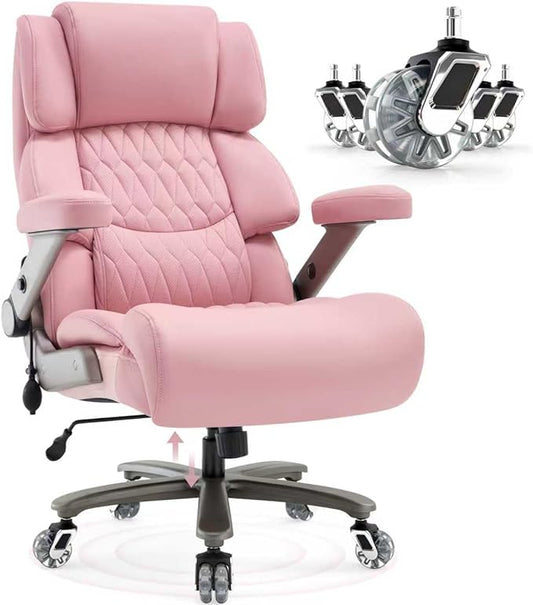 Big and Tall Office Chair 700lbs- Large High Back Executive Computer Desk Chair with 3D Flip-Up Arms, Adjustable Lumbar Support, Extra Wide Plus Size Seat, Heavy Duty Metal Base & Quiet Rubber Wheels