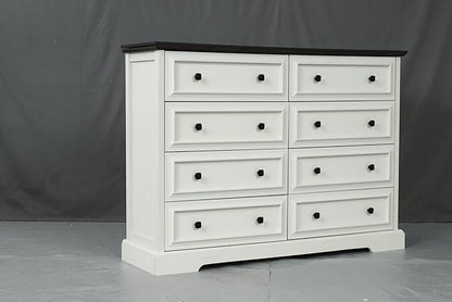 Farmhouse 6 Drawer Dresser for Bedroom, 54" Wide Wood Dresser with Natural Texture, Rustic Chest of Drawers for Bedroom with Vintage Metal Hands, for Living Room, Hallway, Cherry