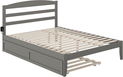 AFI, Warren Queen Platform Bed with Twin XL Trundle, Grey