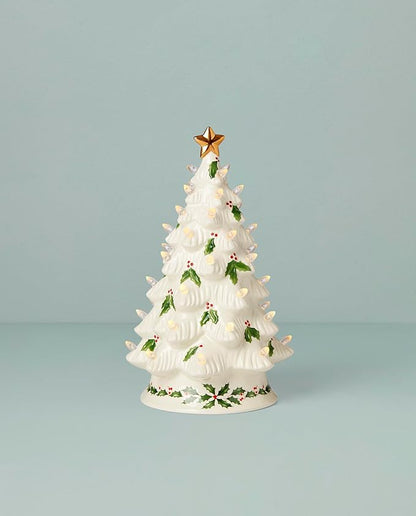 Lenox 893624 Treasured Traditions Holiday Red Bulbs Lit Tree, Christmas Decor