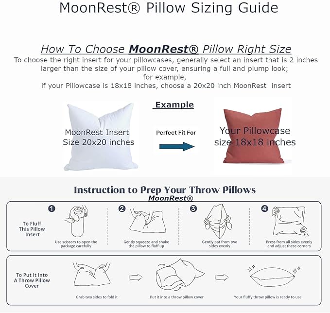 MoonRest® Synthetic Down Alternative 14x26 Lumbar Pillow Insert Form, for Decorative Throw Pillow, Sofa, Cushions, Body and Bed - Pack of 2- Size 14“X 26”