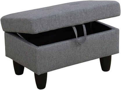 Ottoman Storage Ottoman Bench Linen Footrest Footstool with Hinged Lid for Living Room, Bedroom, Entryway, Black Grey-1, 28.5"X19"X17.5"