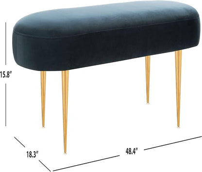Safavieh Home Collection Corinne Emerald and Gold Velvet Oval Bench