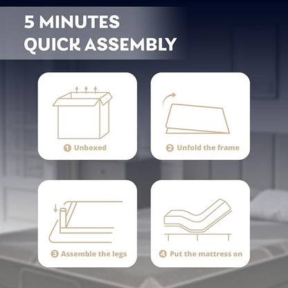 Twin XL Adjustable Bed Base Frame with Wireless Remote + 12 Inch Twin XL Gel Memory Foam Mattress Bed in a Box, Head and Foot Incline, Zero Gravity, Fiberglass Free, 80" × 38"