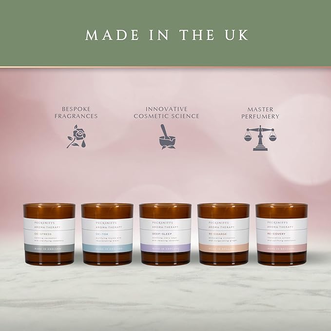 Pecksniff's Aromatherapy Re-Covery Candle - Uplifting Patchouli & Juniper Scent, 150g - Perfect for Relaxation & Well-Being