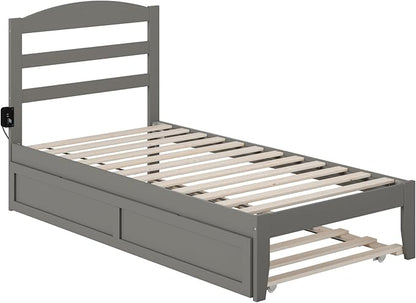 AFI, Warren Twin Platform Bed with Twin Trundle, Grey