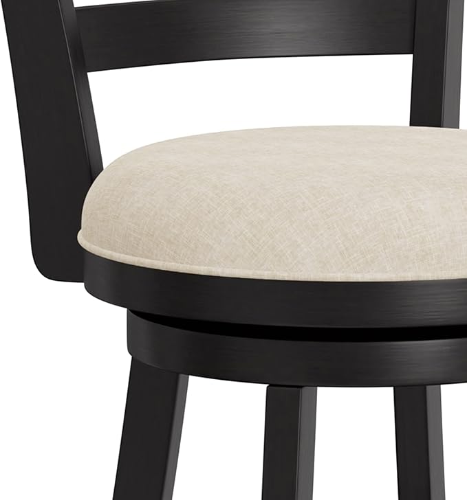 Hillsdale Laymon Modern Wood Swivel Stool with Upholstered Seat, Bar Height, Black