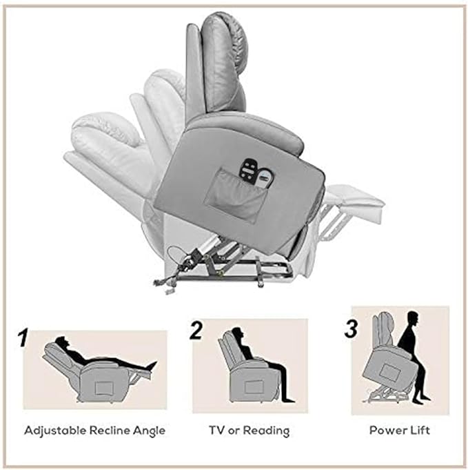 Flamaker Power Lift Recliner Chair Electric Lift Recliner for Elderly Power Lift Recliner Chair with Cup Holders Side Pockets for Living Room (Leathaire, Brown)
