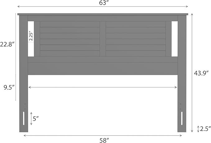Serene Queen Size Wood Headboard Shiplap-Inspired Panel Design in a Stained Pine Finish