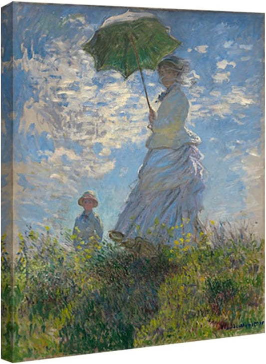 Wieco Art Woman with a Parasol Madame Monet and Her Son Canvas Prints Wall Art of Claude Monet Famous Classic Oil Paintings Reproduction People Landscape Pictures Artwork