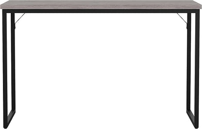 Martha Stewart Noah Home Office Parsons Desk in Gray Wood Grain with Oil Rubbed Bronze Metal Frame