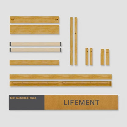 LIFEMENT Classic Wood Platform Bed Frame, Essential, Noise Free, Under Bed Storage, No Box Spring Needed, Easy Assembly (Natural, Queen (U.S. Standard))