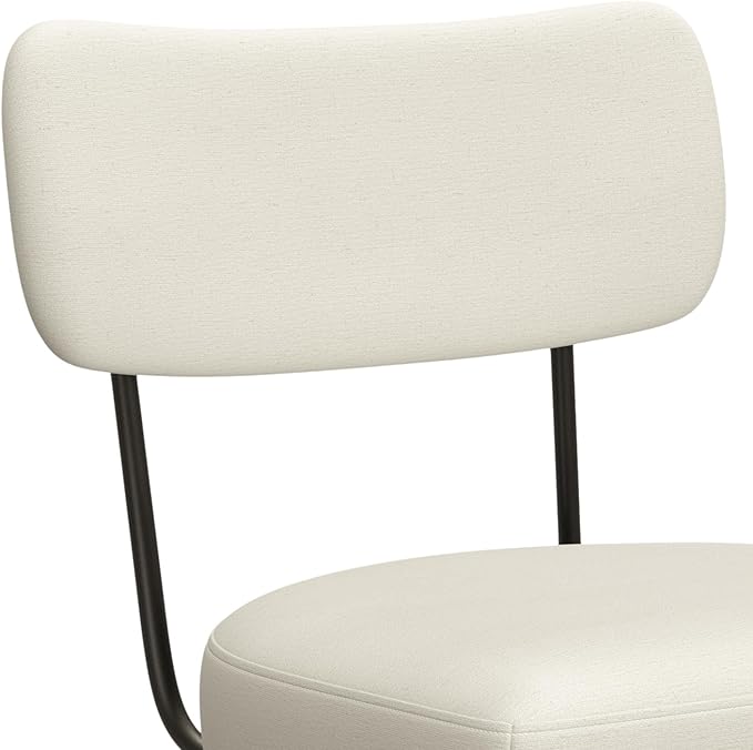 SIMPLIHOME Giselle Swivel Bar Stools (Set of 2) - 29 inch Seat Height Upholstered Metal Chairs in Natural Polyester Linen, Contemporary Seating for Kitchen or Bar with Cushioned Seat and Back