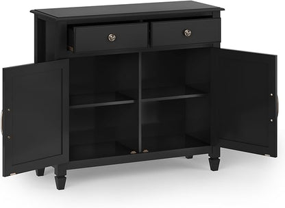 SIMPLIHOME Connaught SOLID WOOD 40 inch Wide Traditional Entryway Storage Cabinet in Black for the Living Room, Entryway and Family Room