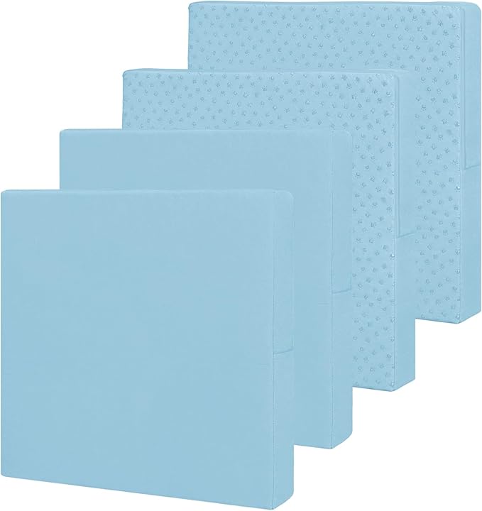 Easy-Going Waterproof Patio Cushion Covers ONLY Cover 24x22x4 inch 4 Pack Replacement Non-Slip Outdoor Seat Cushion Slipcover with Zipper. Light Blue