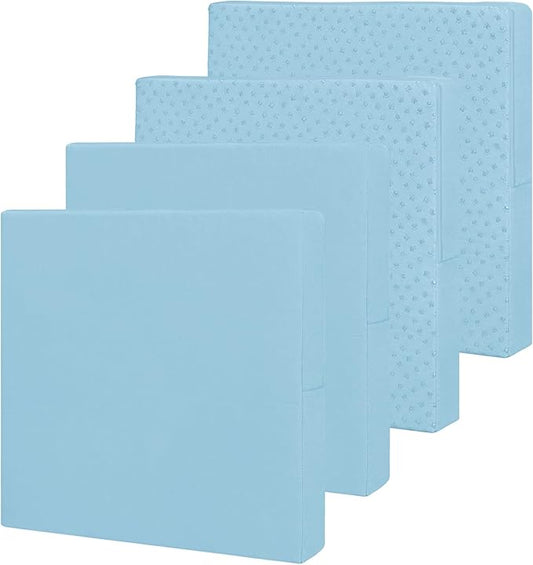 Easy-Going Waterproof Patio Cushion Covers ONLY Cover 22x20x4 inch 4 Pack Replacement Non-Slip Outdoor Seat Cushion Slipcover with Zipper. Light Blue