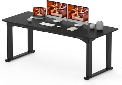 4 Legs Standing Desk, Large 79x31 Inches Electric Adjustable Height Desk with Splice Board, Stand Up Desks Home Office Computer Workstation, Black