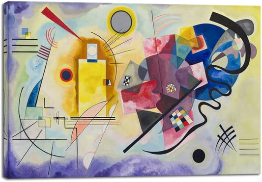 Wieco Art Canvas Prints Yellow-Red-Blue, 1925 by Wassily Kandinsky Classic Art Reproductions Canvas Wall Art for Home Decoration