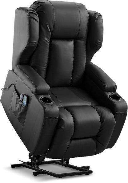 Power Lift Chair Recliner with Heat and Massage,Single Sofa Chair Recliner for Elderly,Electric Recliners Comfortable Lift Chairs for Living Room with Remote/Storage/Cup Holders/USB Port (Black)