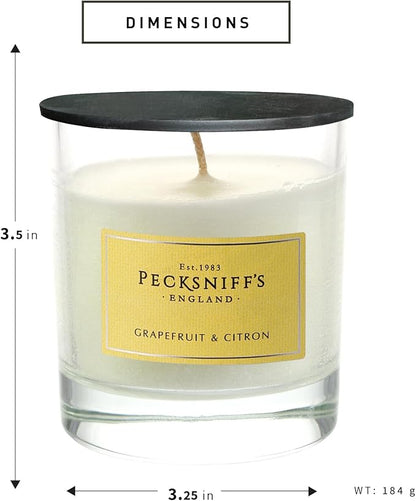 Pecksniffs Classic White Scented Candle 1 Wick - Grapefruit & Citron - Elegant Glass Vessel Luxury Candles - 184g/6.49oz