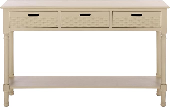 SAFAVIEH Home Collection - Landers Sand Console Table with 3 Basket Drawers and 1 Shelf, Farmhouse Accent Entryway Table (CNS5711G)