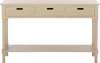 SAFAVIEH Home Collection - Landers Sand Console Table with 3 Basket Drawers and 1 Shelf, Farmhouse Accent Entryway Table (CNS5711G)