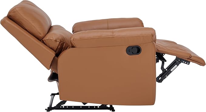 MINCETA Recliner Chairs,Modern 5" Wall Hugger Nursery Recliner with Overstuffed Arm and Back for Living Room,PU Leather in Brown