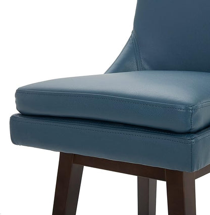 CHITA Counter Height Swivel Bar Stools Set of 3, FSC Certified Upholstered Faux Leather Barstool Chairs with Back, 26.8" H Seat Height, PU Leather in Dark Blue