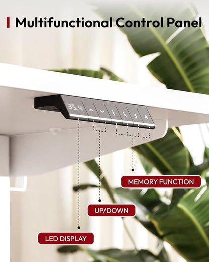 SANODESK Standing Desk Height Adjustable Electric Stand up Desk 48x24 Inches Sit Stand Home Office with Splice Board, White Frame/White Top