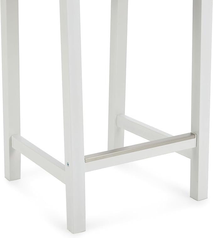 Amazon Basics Wooden Bar Stool with Backrest 24", White, 1 Unit