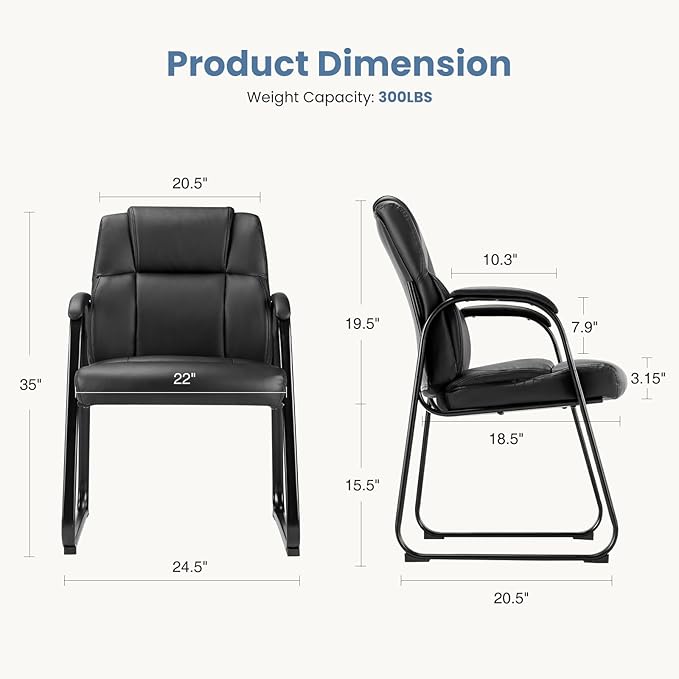NEWBULIG Waiting Room Guest Chairs Set of 8, Stationary Office Reception Chairs No Wheels, Comfy Padded Arms and Seld Base, for Conference Room Lobby Home Computer Desk Bedroom Elderly, Black