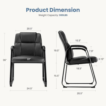 NEWBULIG Waiting Room Guest Chairs Set of 4, Stationary Office Reception Chairs No Wheels, Comfy Padded Arms and Seld Base, for Conference Room Lobby Home Computer Desk Bedroom Elderly, Black